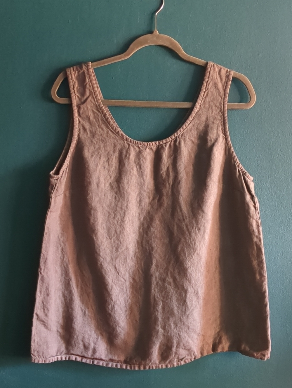 notPERFECTLINEN 100% Linen Porto Tank Top Grey/Brown